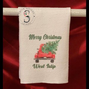 Red Truck Waffle Weave Dish Towel